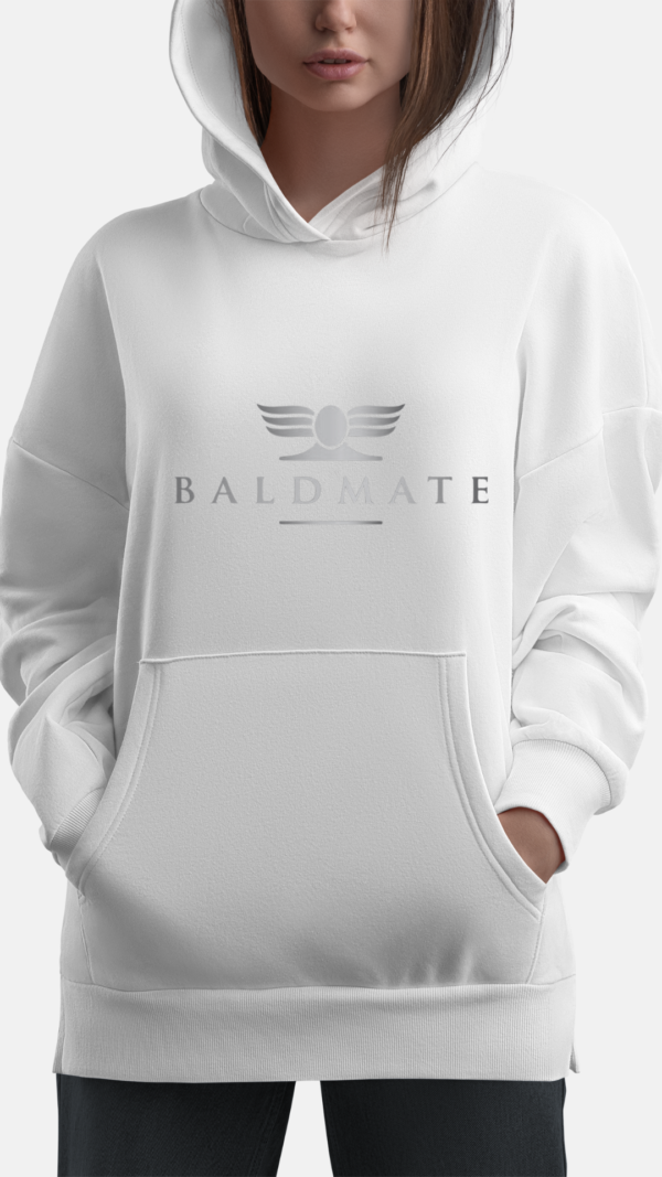 white hooded top with logo